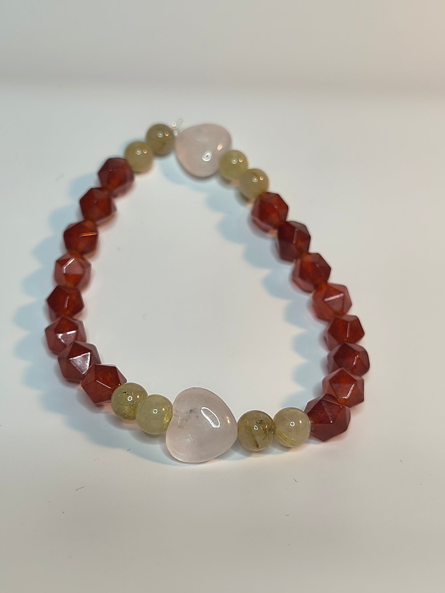 Self love with red agate and rutile quartz