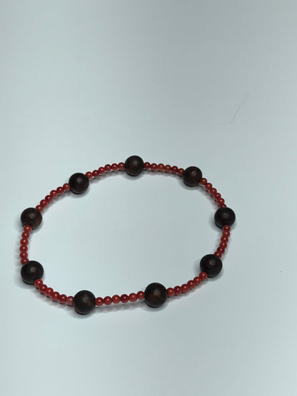 Red Tiger's Iron / Red Bamboo Coral Bracelet