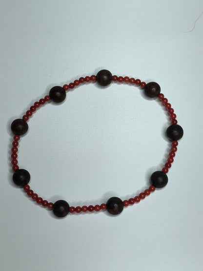 Red Tiger's Iron / Red Bamboo Coral Bracelet