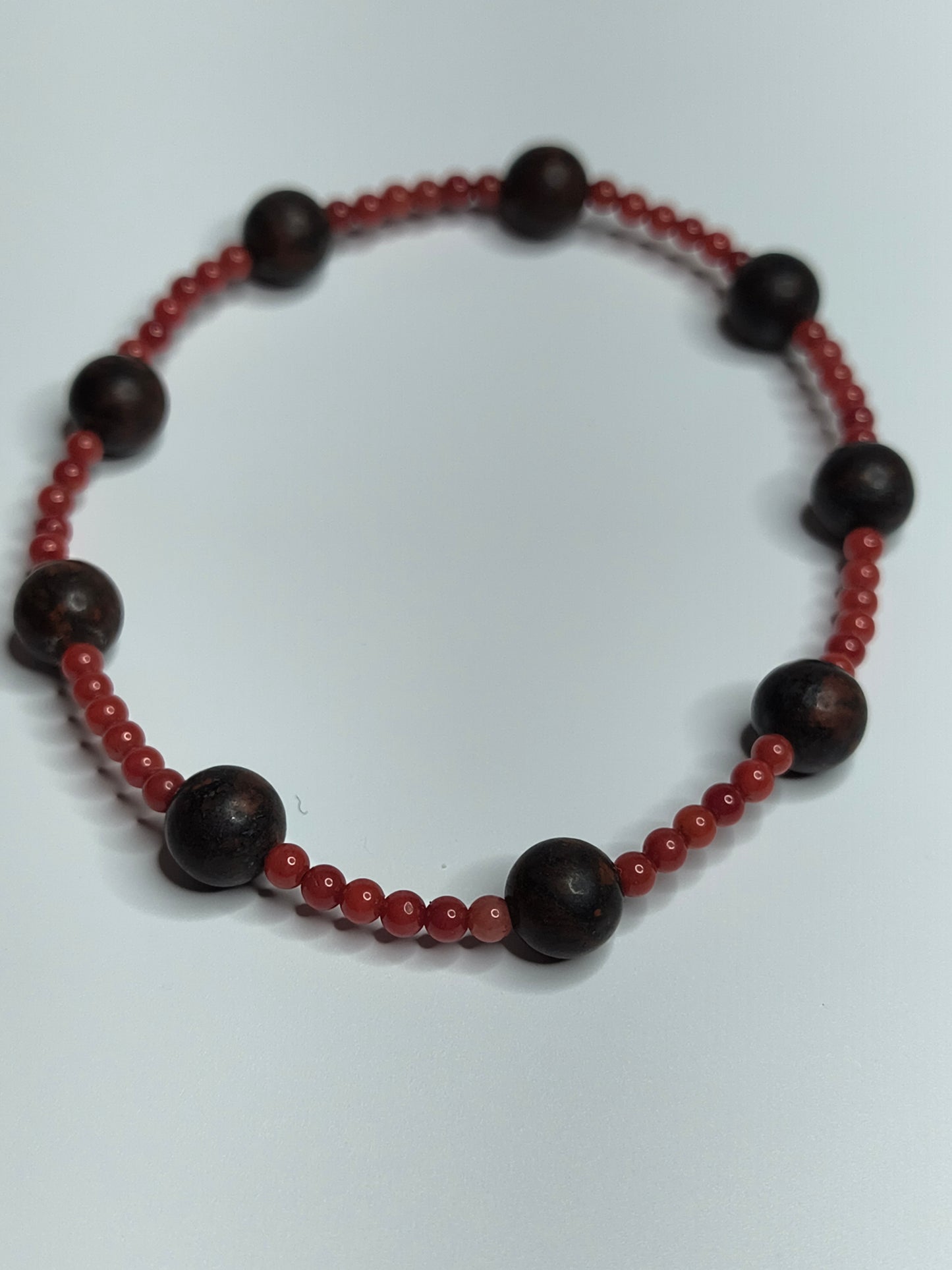 Red Tiger's Iron / Red Bamboo Coral Bracelet