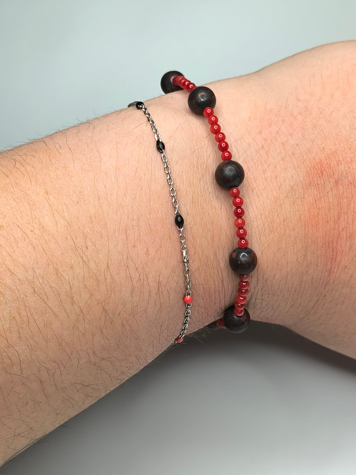 Red Tiger's Iron / Red Bamboo Coral Bracelet