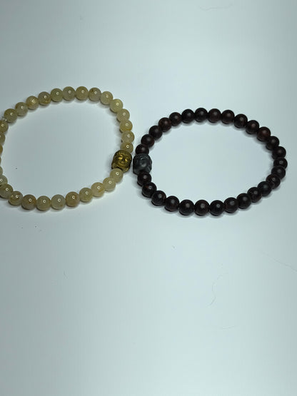 His and Hers |  Buddha Golden Rutile Quartz / Red Tiger Iron