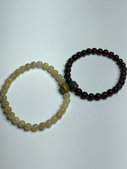 His and Hers |  Buddha Golden Rutile Quartz / Red Tiger Iron